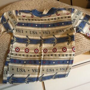 Healthtex USA Themed Kids Long Sleeve Shirt - Blue and Cream